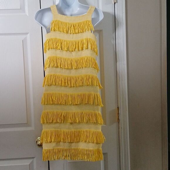 Madderson London RARE yellow fringe flapper dress Sz 6 UK Sz 2 US  NWOT - Picture 4 of 7